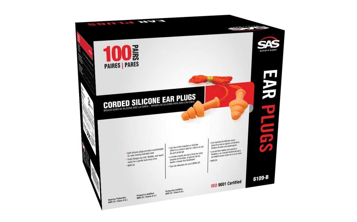 SAS Safety Group | Corded Silicone Ear Plugs - 100PR